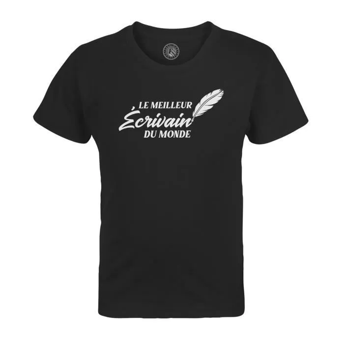 T-shirt Enfant Noir Le Meilleur Ecrivain du Monde Littérature Roman Livre Histoire-0
