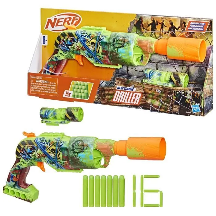 Nerf Zombie Driller, Blaster à fléchettes, cylindre rotatif, Dès 8 ans-0