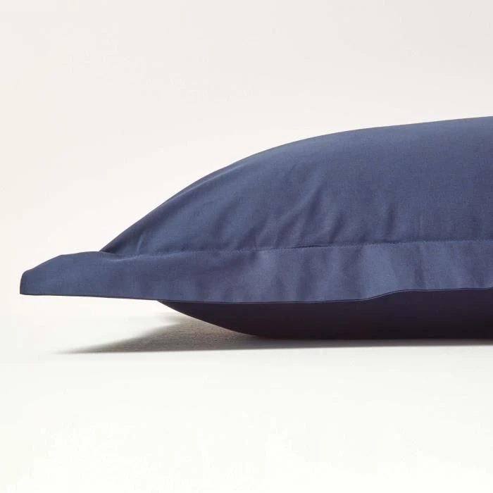 Taie d'oreiller rectangulaire coton égyptien 200 fils coloris bleu marine 50 x 75 cm-1