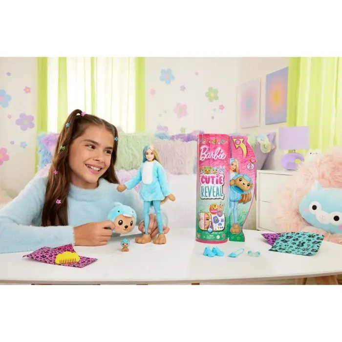 Barbie-Cutie Reveal-Poupée sur le thème des costumes, ourson dauphin HRK25-6