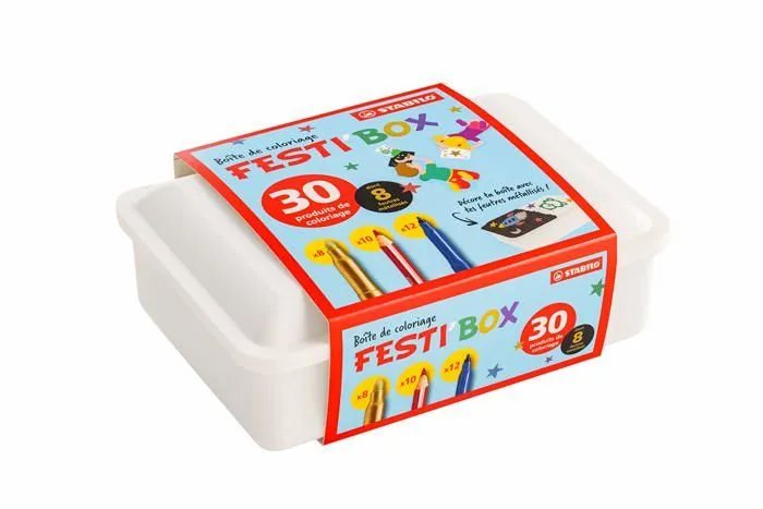 Feutres Stabilo - F56336 - Coloriage - Boite de coloriage a decorer FESTI'BOX - 30 feutres et crayons de coloriage-1