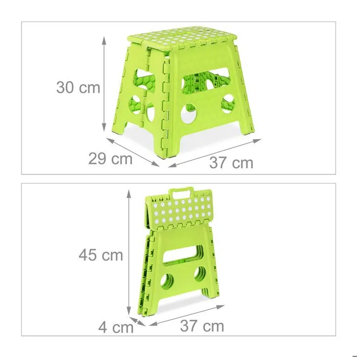 Relaxdays Tabouret pliable, plastique, 1 marche, marchepied pour enfant, HLP: 32,5x37x30 cm, max. 120 kg, vert-3
