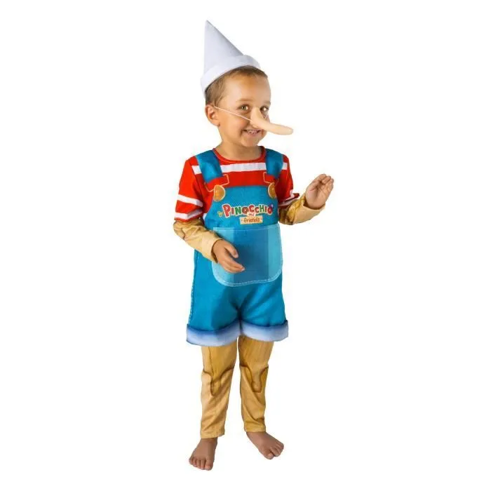 Déguisement Pinocchio marionnette officiel garçon - CIAO - Taille 3-4 ans - Tunique double manche - Faux nez-0