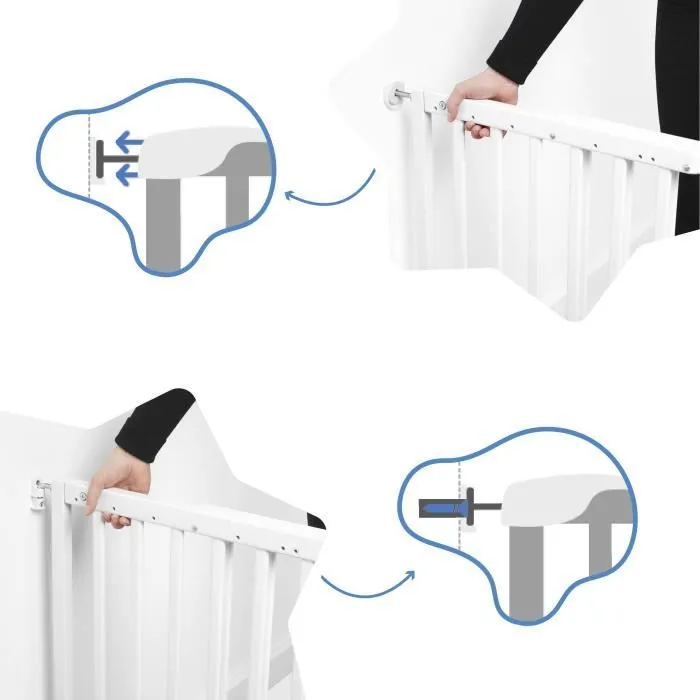 Badabulle Barrière de Sécurité Deco Pop - Barrière Extensible pour Ouverture de 63 à 106cm - Fixation Vis, Blanc-4