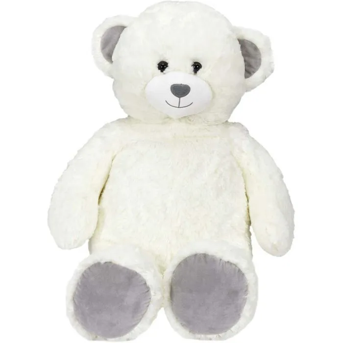 Peluche ours - JARDINDECO - 90 cm - Polyester - Blanc - Gamme Plush-0