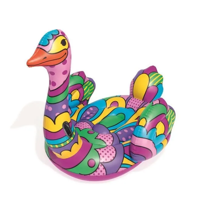 Bouée gonflable Chevauchable BESTWAY Fashion Pop Autruche - 190 x 166 cm avec poignées-0