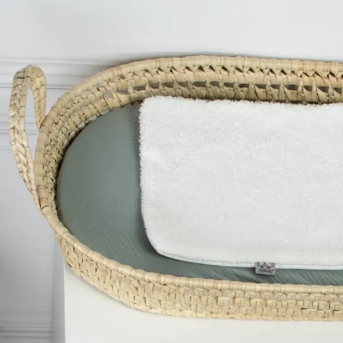 Set Panier à langer : panier + matelas + drap-housse + tapis de change JEANNE Vert de gris 77 x 36 77 x 36 Vert de gris-2
