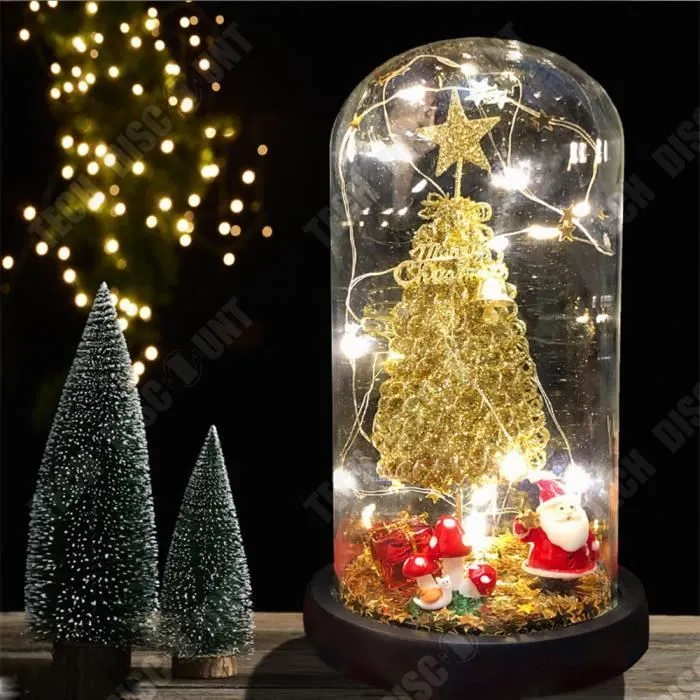 TD® Abat-jour en verre musical pour cadeau de noël, lumières d'arbre de noël, décoration de renne en cèdre, petits ornements de bure-1
