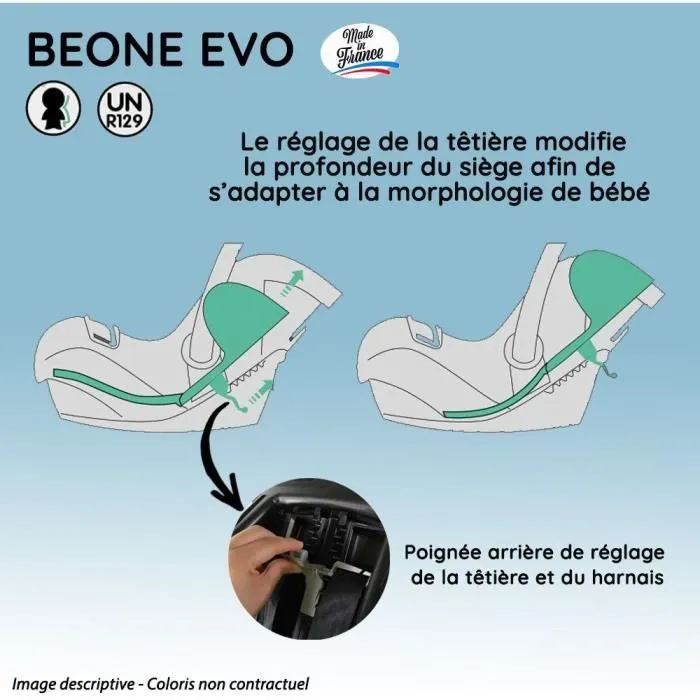 Poussette combinée 3 en 1 NANIA GIULIA + Siège auto BEONE EVO R129 40-85 cm - Nacelle de 0 à 6 mois-3