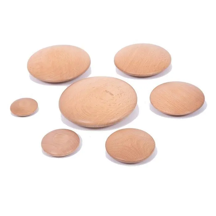 TickiT 73424 Lot de 7 Boutons Bois Naturel Ouvert 6471-1
