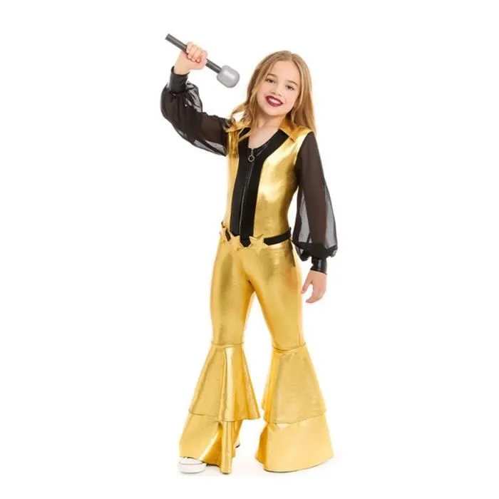 Partilandia Déguisement Disco Doré Fille (5-6 ans)-0