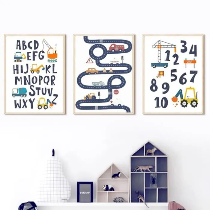Affiche Décorative - Toile Route Voiture - 50x70cm - Décoration Murale Enfant - Cadeau Idéal - Mixte-1