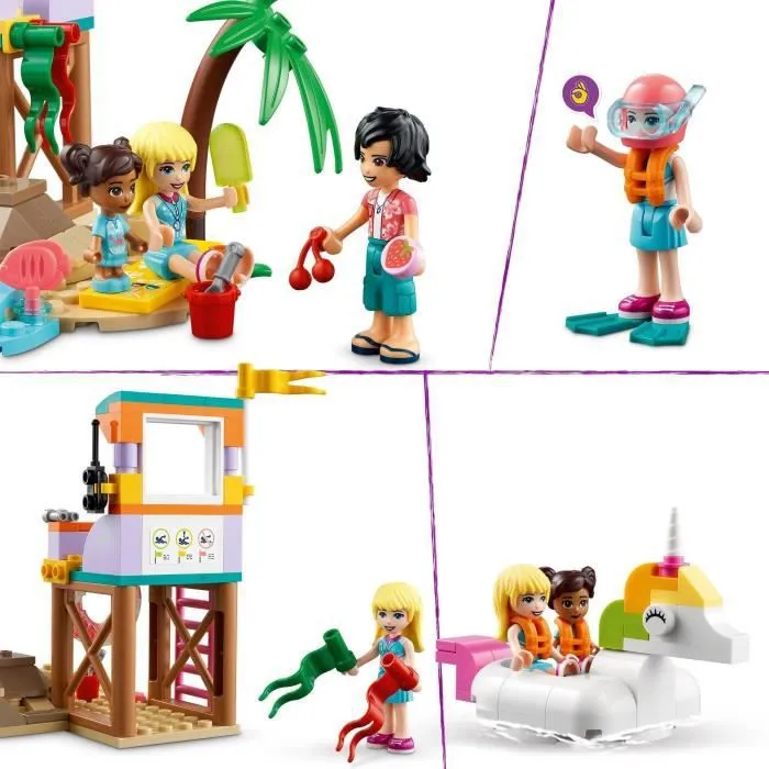 LEGO 41710 Friends Animation et Surf à la Plage, Jouet avec Bouée Licorne et Tortue, Figurine Secouriste, Garçons et Filles Dès 6 An-3