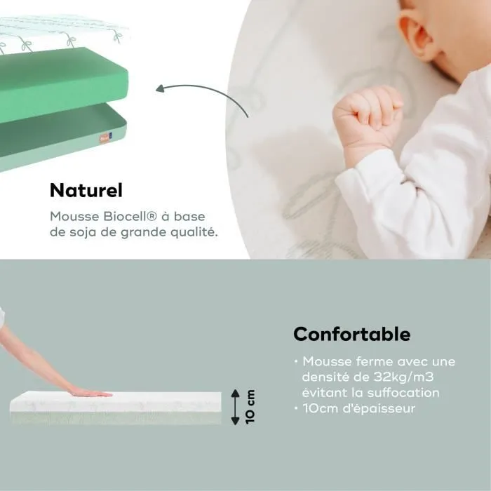 BABYMOOV Matelas Cosy'Lite Antibactérien, élimine naturellement les bactéries, 70x140 cm-3