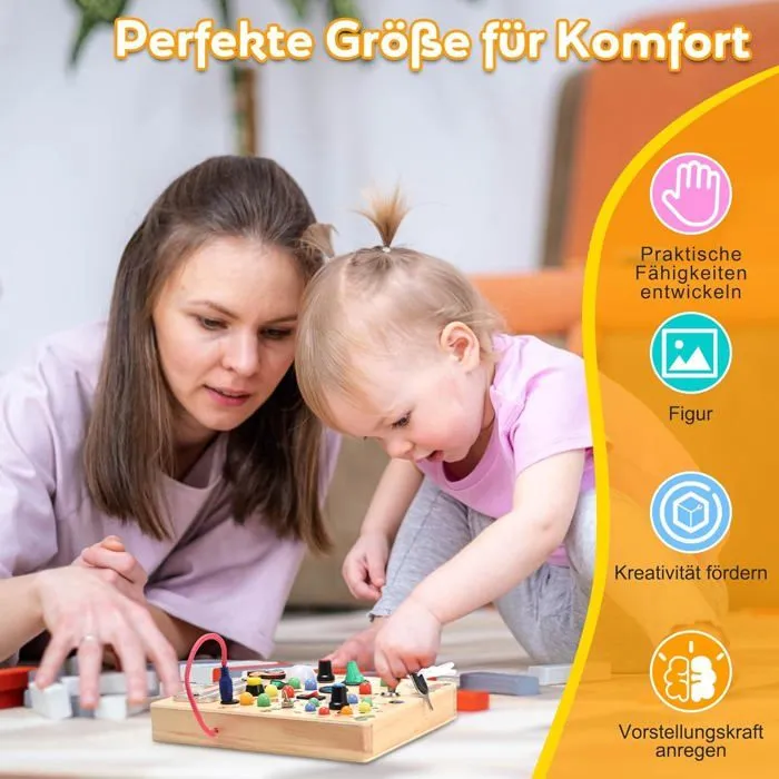 Busy Board en Bois, Planche Montessori pour Bébé 2 3 4 Ans, Activity Board avec 19 LED-4