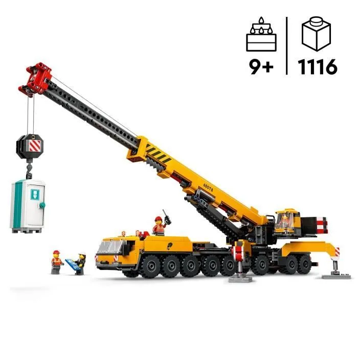 LEGO® City 60409 La grue de chantier mobile jaune, set de construction cadeau pour enfants-1