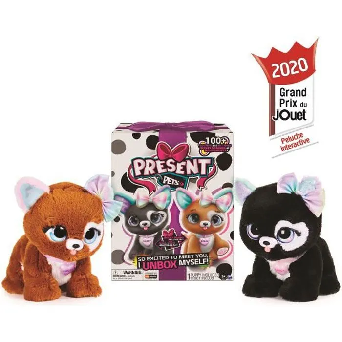 Bebeboutik Peluche chien interactif et sonore Present Pets Surprise Rainbow Glitter Pups Modele aleatoire