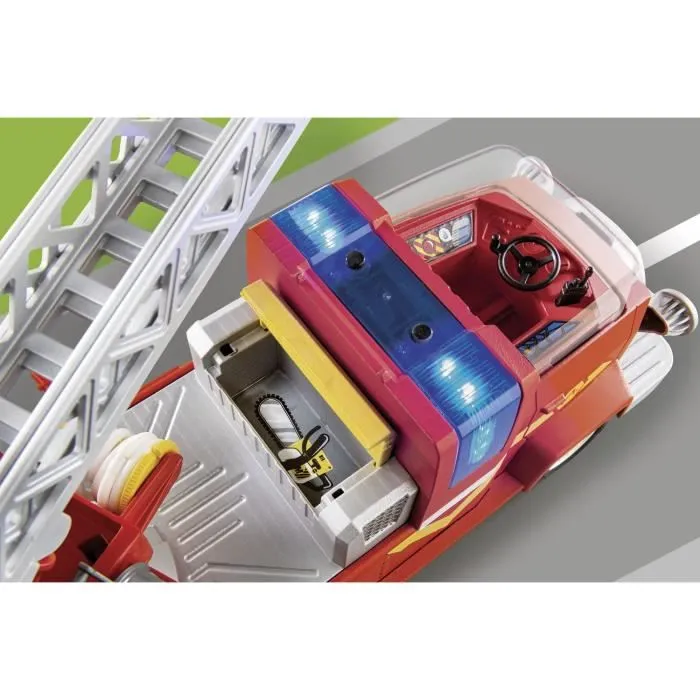 PLAYMOBIL - 70911 - DUCK ON CALL - Camion de pompier avec échelle extensible et avion détachable-3