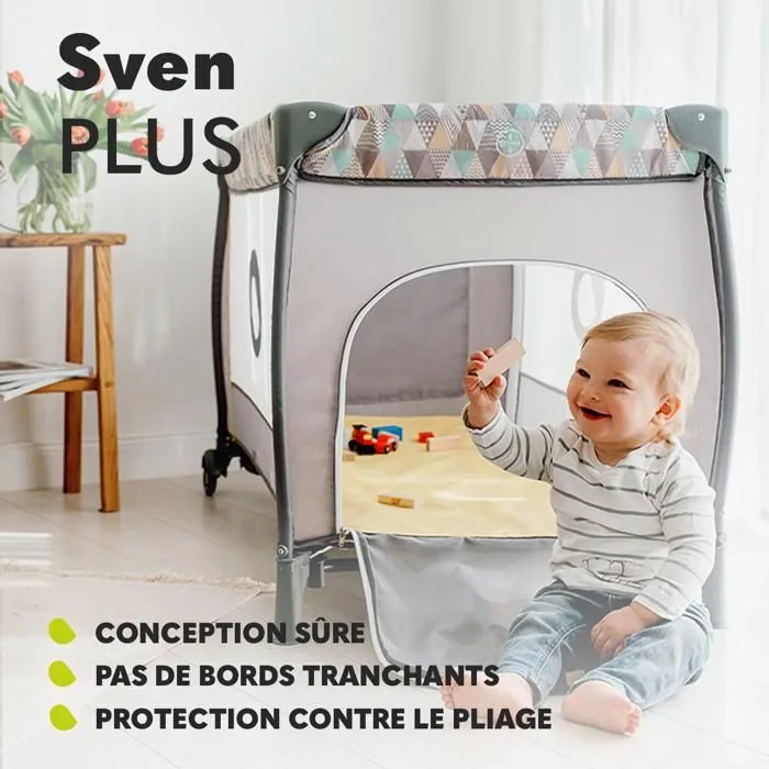 Lit parapluie bébé 2en1 LIONELO Sven Plus - Table à langer - Moustiquaire - Turquoise-1