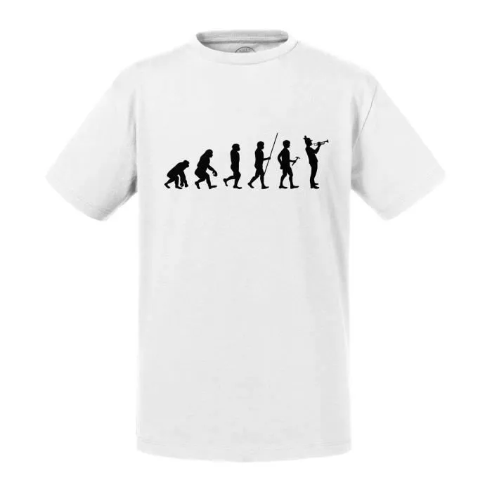 T-shirt Enfant Blanc Evolution Trompette Orchestre Jazz Musique Instrument Musicien-0