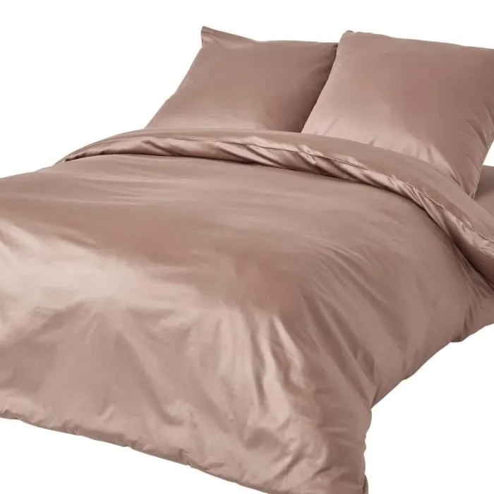 Housse de couette Marron en coton BIO 400 fils - Homescapes-0