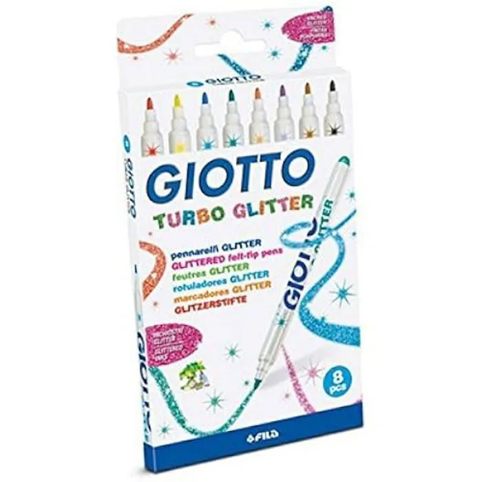 Feutres à paillettes - GIOTTO - Turbo Glitter - 8 couleurs - Pour enfants - Lot de 10-0