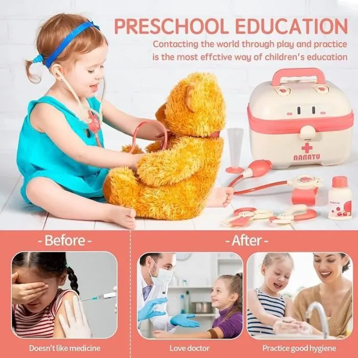 Jouet d'imitation - AMOUNE - Malette Docteur Enfant - 43 pièces - Pour Fille - Couleur PINK-1