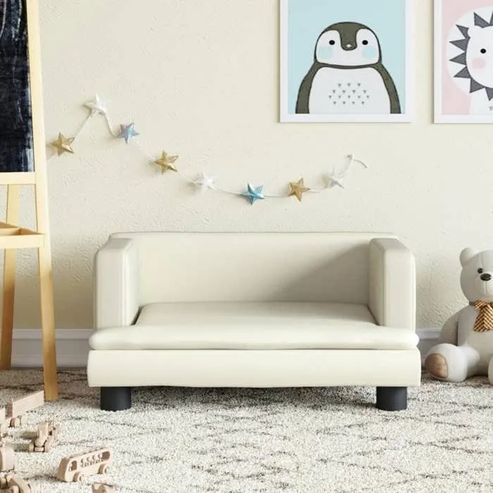 vidaXL Canapé pour enfants crème 60x40x30 cm similicuir, mini canapé, mini canapé-chaise, mini canapé pour enfants, canapé 3196325-0