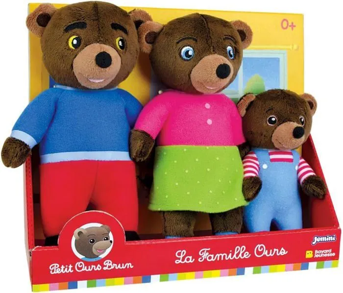PETIT OURS BRUN - Coffret famille 3 peluches 19 cm-0
