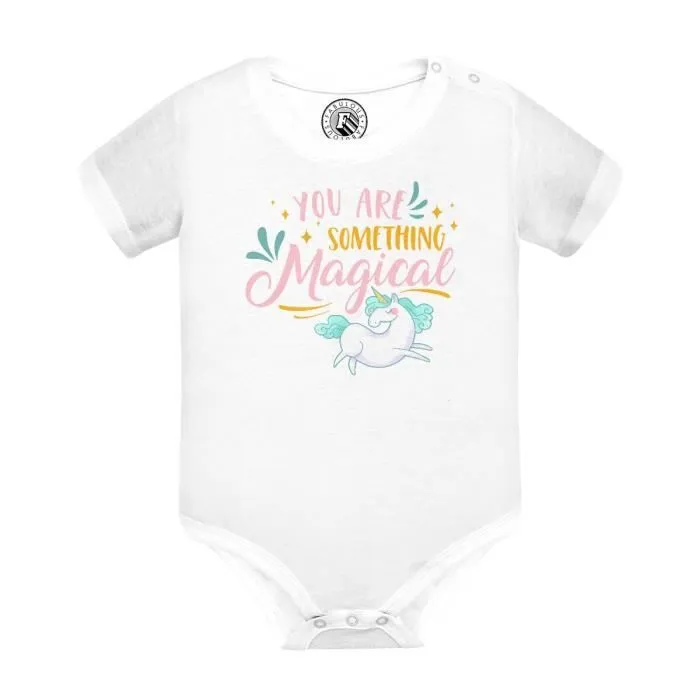 Body Bébé Manche Courte Blanc You are Something Magical Licorne Dessin-0