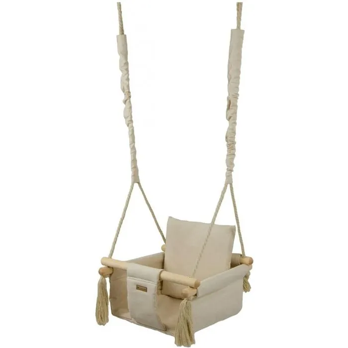 Balançoire en bois - Confortable - 10 mois et plus - Coton - Décoration chambre enfant - 20 kg max-1