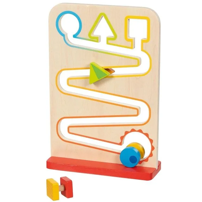 Jouet d'éveil - Goki - Toboggan zigzag - 3 formes - Bois - Mixte-0