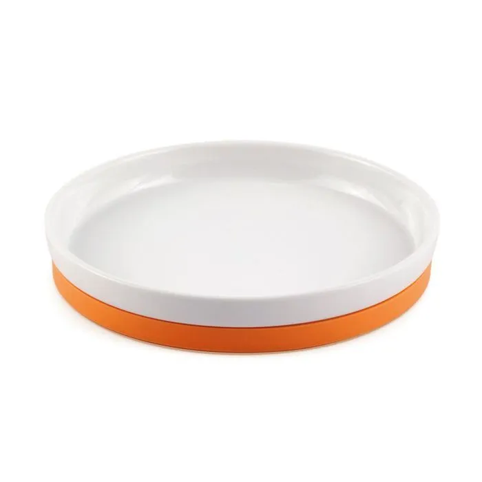 Assiette plate bébé en porcelaine, orange-0