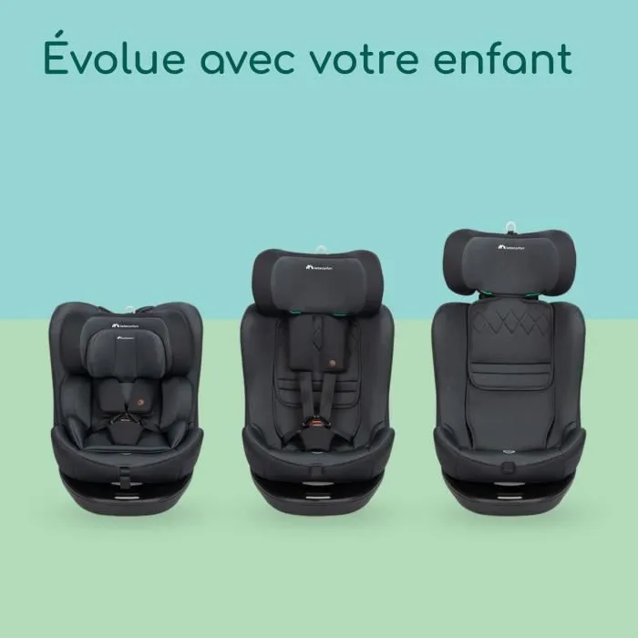 BEBECONFORT Siège auto évolutif pivotant 360° EvolveFix i-Size - Gr 0/1/2/3 - Isofix - 0 à 12 ans (36 kg) - 40-150 cm TINTED BLACK-1