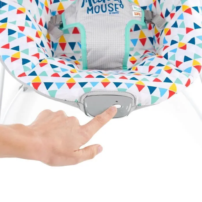 DISNEY BABY Transat Mickey Triangles Multicolores, Vibrations, 2 Jouets, Harnais 3 point d'attache, Lavable en machine-6