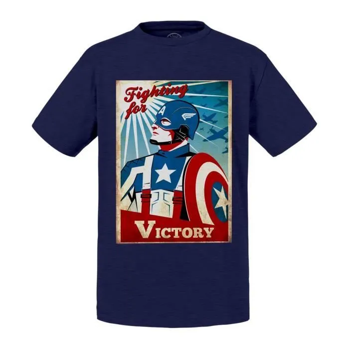 T-shirt Enfant Bleu Captain America Vintage Super Heros-0