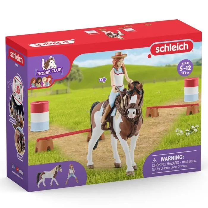 Cheval de Course d'Hannah - Coffret de 12 Jouets Schleich Rodéo avec Vachère - Figurine Cheval et Accessoires - Cadeau pour Garçons-7