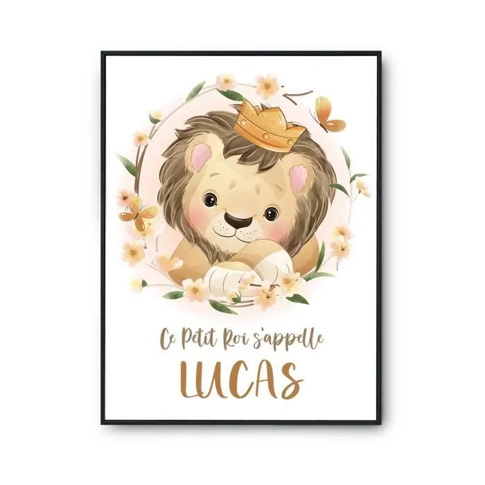 Affiche - Lucas - Lion Roi - 42 x 59.3 cm - Décoration murale - Qualité Premium-0