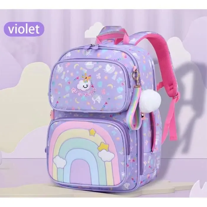 Cartable Fille Sac à dos Primaire Enfant - Sac de rentrée scolaire - 37*24*12cm-0