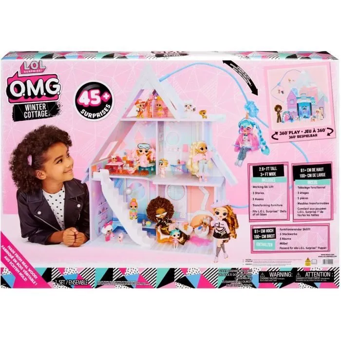 L.O.L Surprise ! Grand jeu de poupées en bois pour la maison d'hiver + accessoires-3