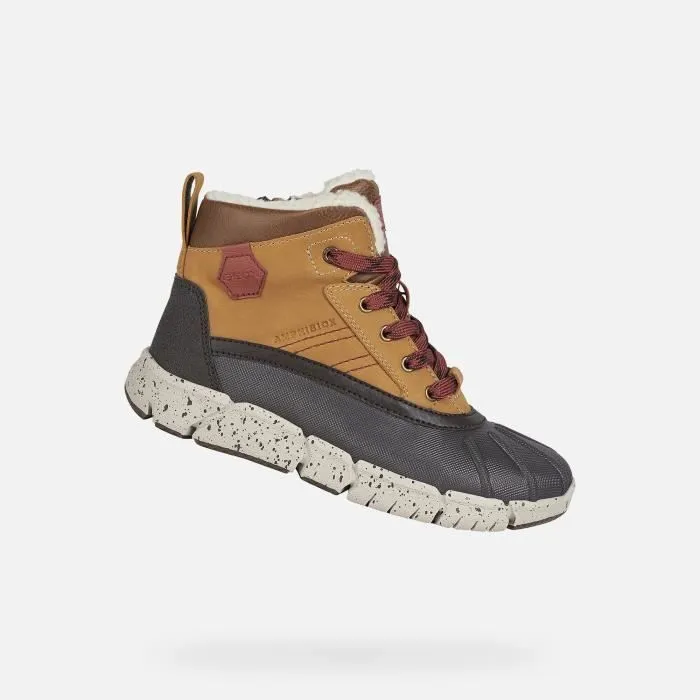 Bottes Garçon - GEOX - J FLEXYPER B ABX - Marron clair et rouge foncé - Souples - Respirantes-0