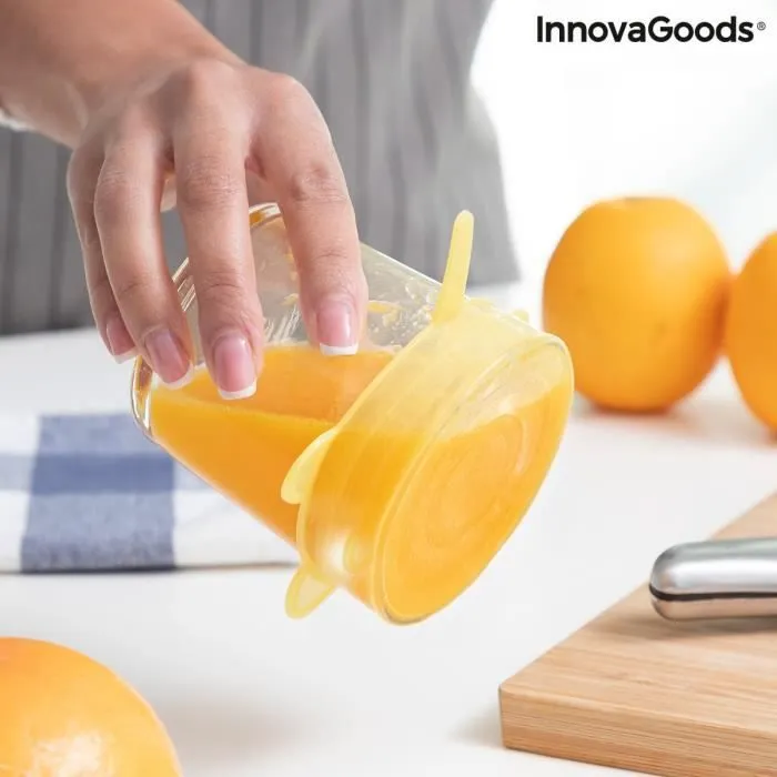Jeu de 10 InnovaGoods Couvercles de Cuisine en silicone Réutilisables et Réglables Lilyd-1