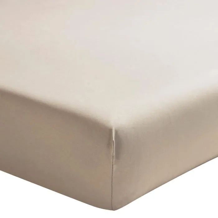 Drap housse - Essix - Royal Line - Percale de coton - 90x200 cm - Beige Lin-0
