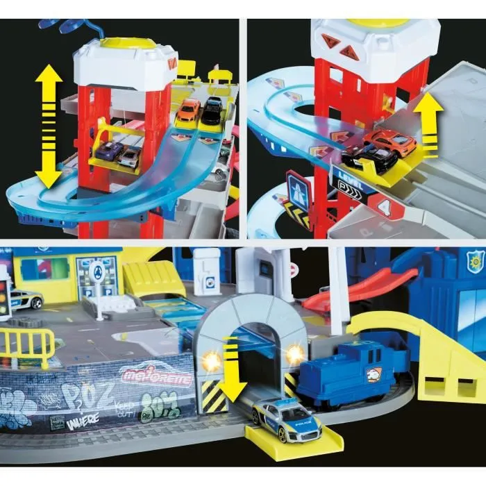 Garage Majorette Super Chase Center avec 4 voitures et 1 train - 5 étages - 112x70x84 cm-6