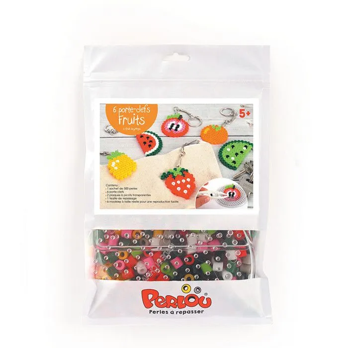 Kit de perles à repasser - 6 Porte-clés fruits-0