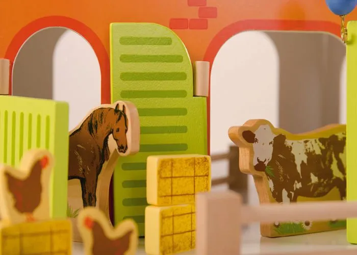 Coffret Farm ROBA - Grange Étable Clôture et 6 Animaux de Ferme en Bois - Jeu de Société pour Enfant dès 3 Ans-3