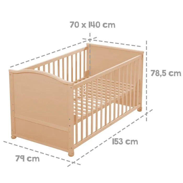 Lit évolutif ROBA - 70x140 cm - Bois naturel - Mixte-1