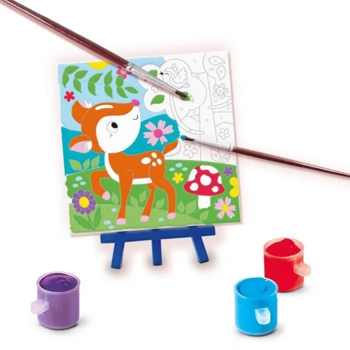 Peinture au numéro sur toile - 3 animaux de la forêt - SES CREATIVE-2