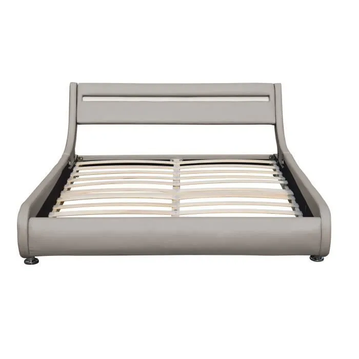 Lit - Incurve - 140x190 - LED - Gris - 1 place - Design contemporain-0