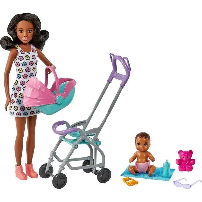 Set Barbie babysitter doll Skipper stroller-1